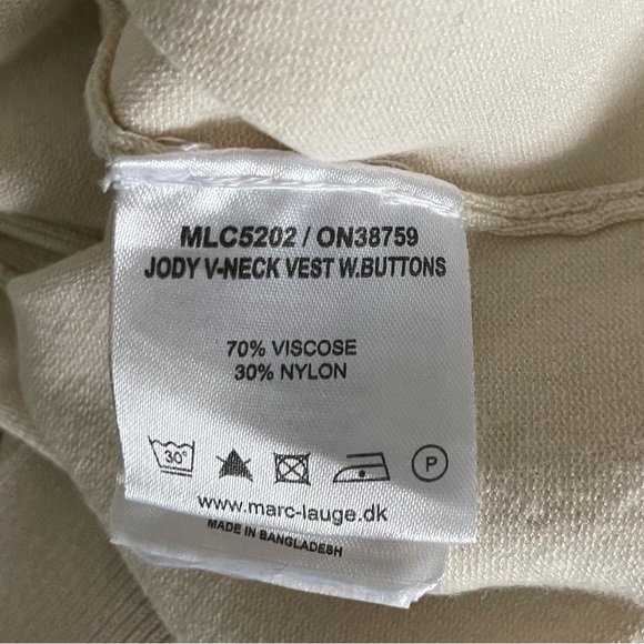 MARC LAUGE (Premium Collection) Women's Cream V Neck Button Down Sweater Vest-S - Picture 4 of 6
